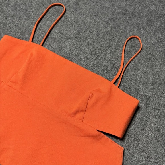 Zara Side Cut Out Crop Top Cami Tank Size S Orange Preppy Boho City Festival - Picture 2 of 6